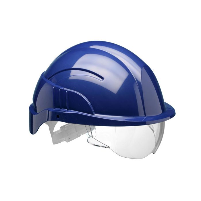 VISION PLUS SAFETY HELMET BLUE C/W INTEGRATED VISOR - Blue