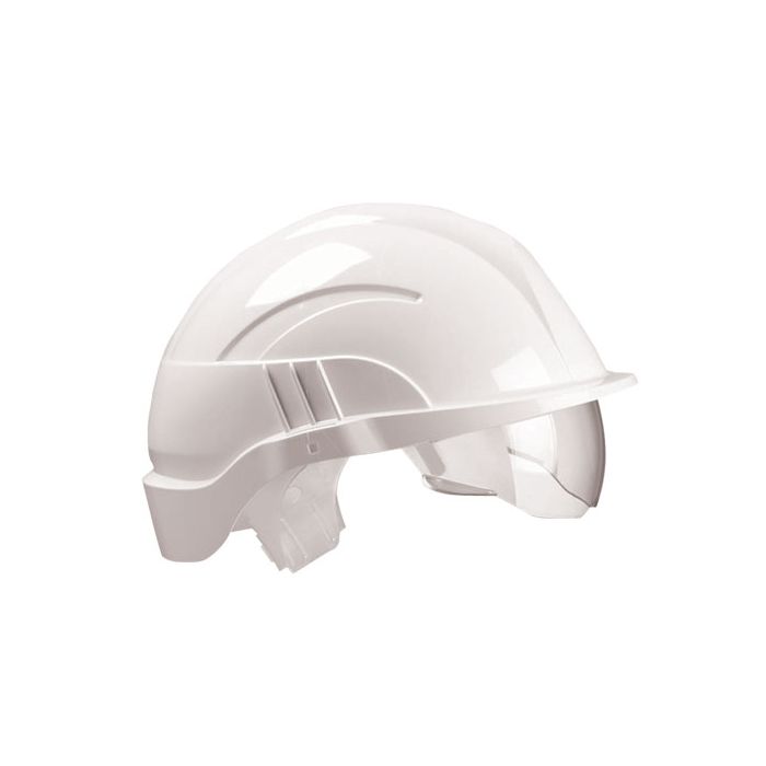 VISION PLUS SAFETY HELMET WHITE C/W INTEGRATED VISOR - White