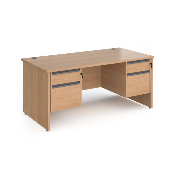 Contract 25 panel leg straight desk with 2 and 2 drawer peds-Beech