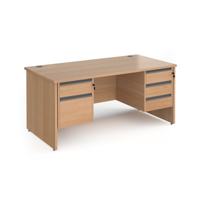 Contract 25 panel leg straight desk with 2 and 3 drawer peds-Beech