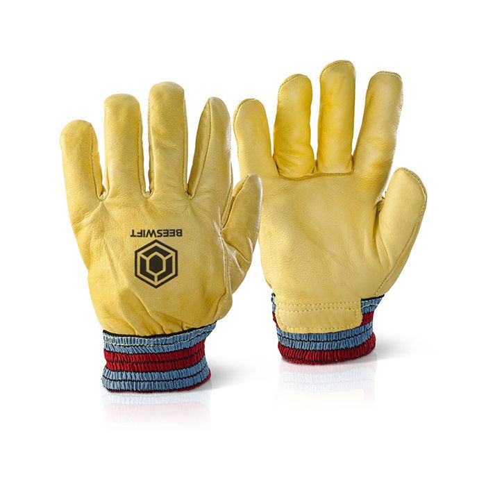 FLEECE LINED LEATHER GLOVE - Yellow FLEECE LINED LEATHER GLOVE - Yellow
