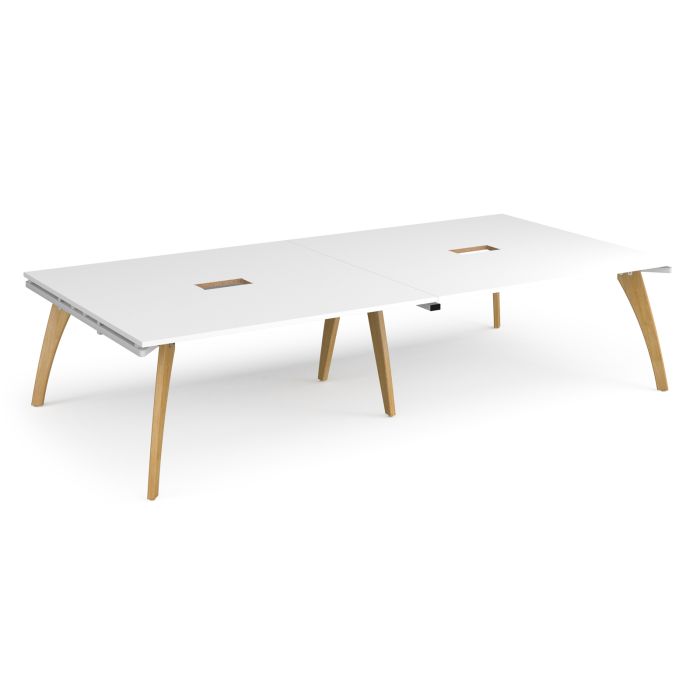 Fuze rectangular power ready boardroom table - White