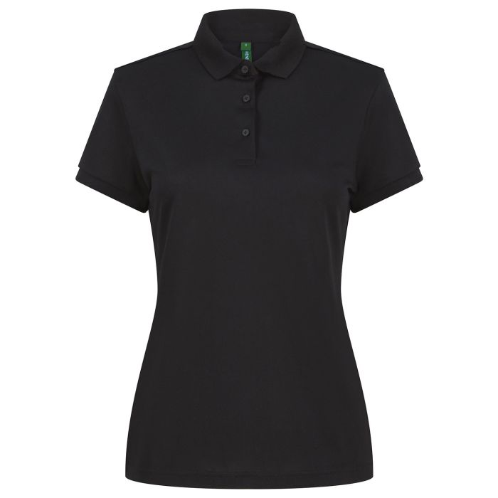 Women’s recycled polyester polo shirt - Black - XS Women’s recycled polyester polo shirt - Black - XS