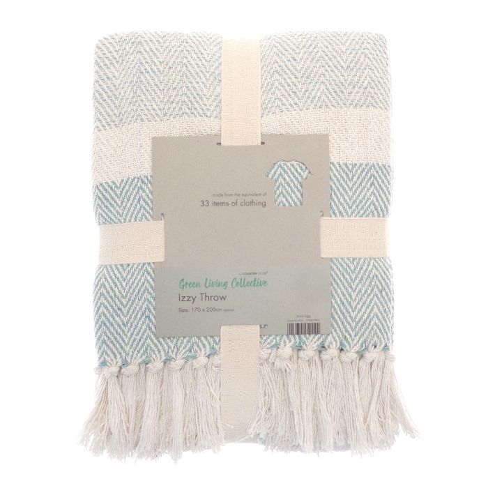 Izzy recycled throw - Duck Egg - One size
