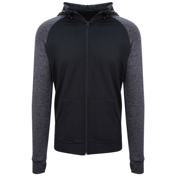 Cool contrast zoodie - Black/Black Slate Melange - S Cool contrast zoodie - Black/Black Slate Melange - S
