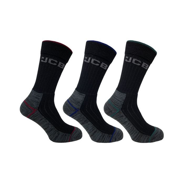 3PK WORK TOUGH SOCKS BLACK MIX 6-11 - Black 3PK WORK TOUGH SOCKS BLACK MIX 6-11 - Black