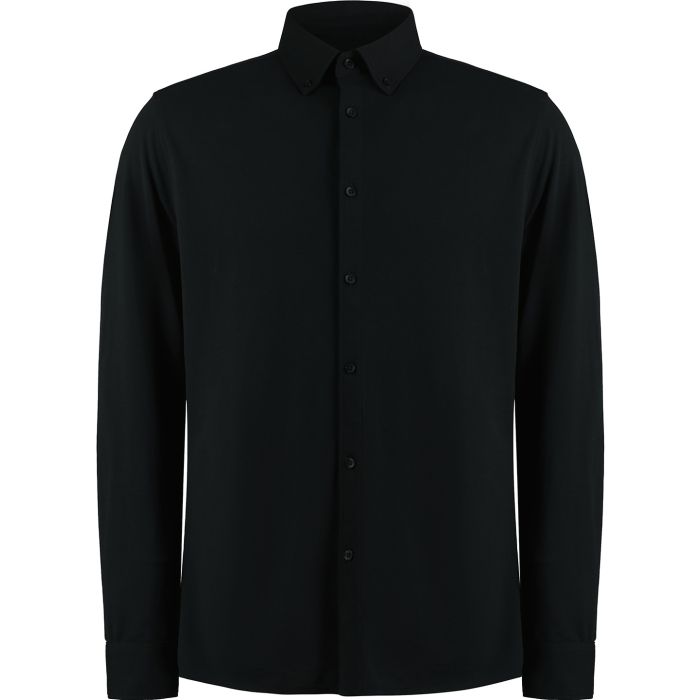 Long sleeve Superwash® 60° piqué shirt (tailored fit) - Black - S Long sleeve Superwash® 60° piqué shirt (tailored fit) - Black - S