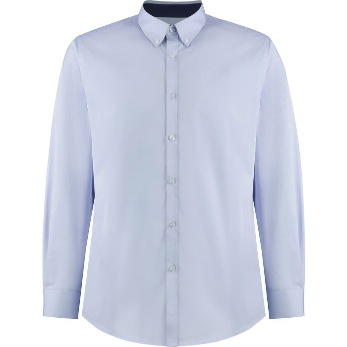 Contrast premium Oxford shirt (button-down collar) long-sleeved (tailored fit) - Light Blue/Navy - S Contrast premium Oxford shirt (button-down collar) long-sleeved (tailored fit) - Light Blue/Navy - S
