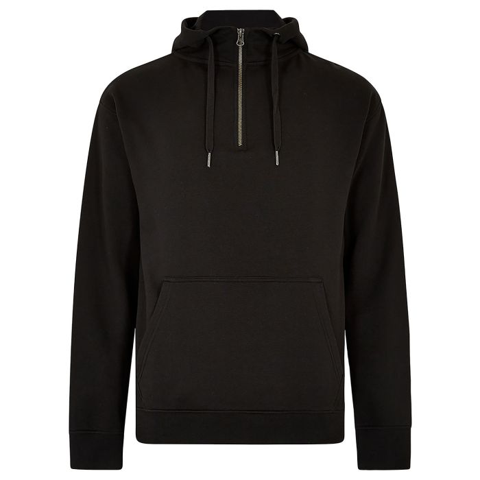 Regular fit 1/4 zip hoodie - Black - S