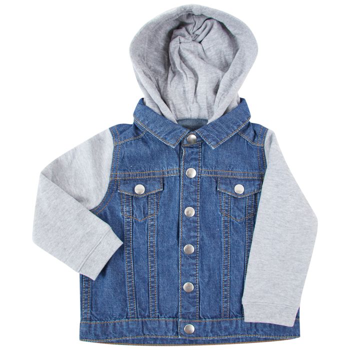 Denim jacket with fleece hood and sleeves - Blue - 6/12 Months Denim jacket with fleece hood and sleeves - Blue - 6/12 Months