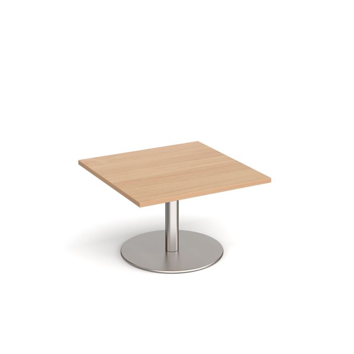 Monza square coffee table with flat round base-Beech