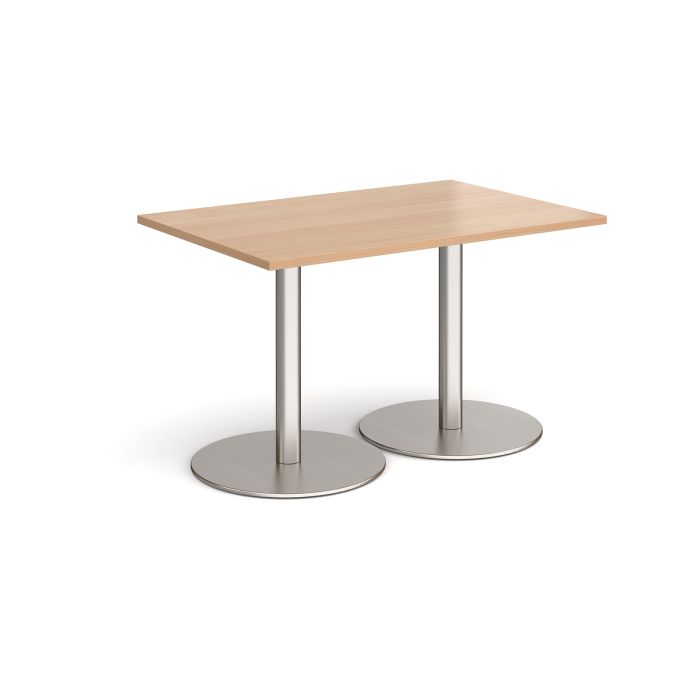 Monza rectangular dining table with flat round bases-Beech