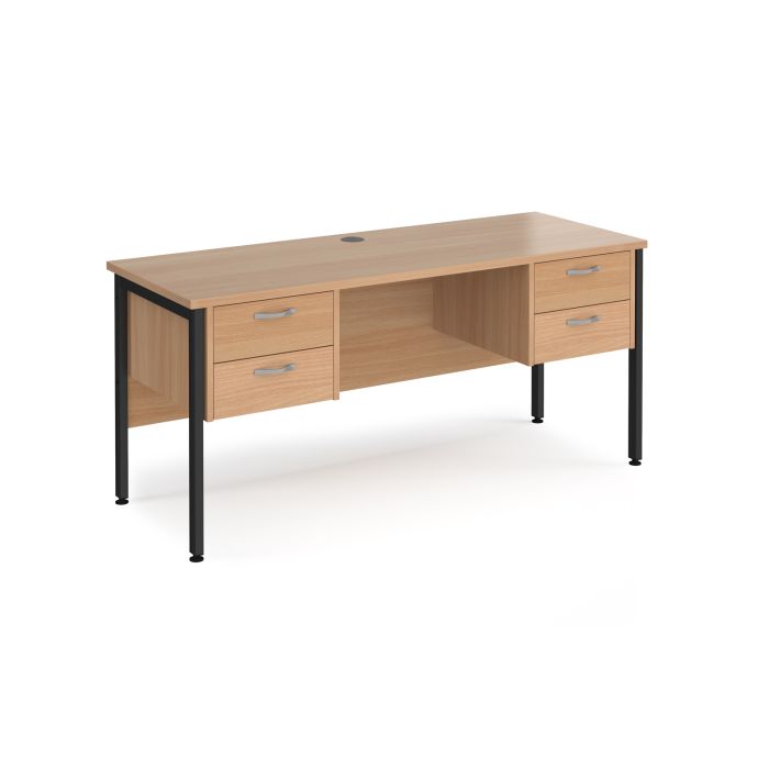 Maestro 25 H-Frame 600mm deep desk with 2 x 2 drawer peds-Beech