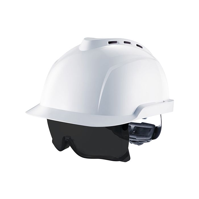 V-GARD 930 VENTED HELMET WHITE C/W INTEGRATED SPEC TINTED - White