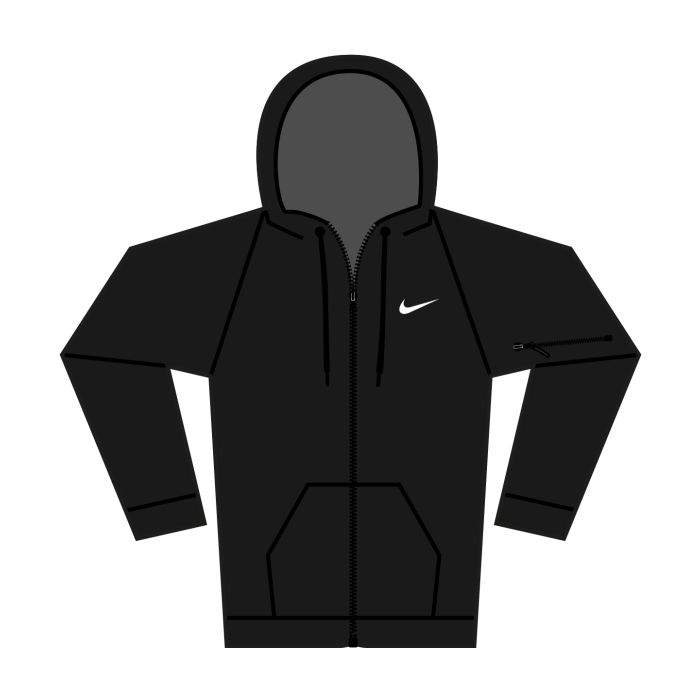 Nike men’s full-zip fitness hoodie - Black/ Black/ White - M
