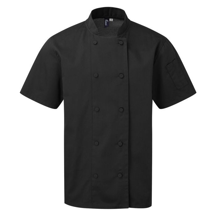 Chefs Coolchecker® short sleeve jacket - Black - XS Chefs Coolchecker® short sleeve jacket - Black - XS