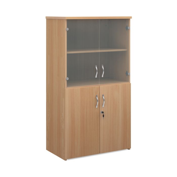 Universal combination unit with glass upper doors-Beech