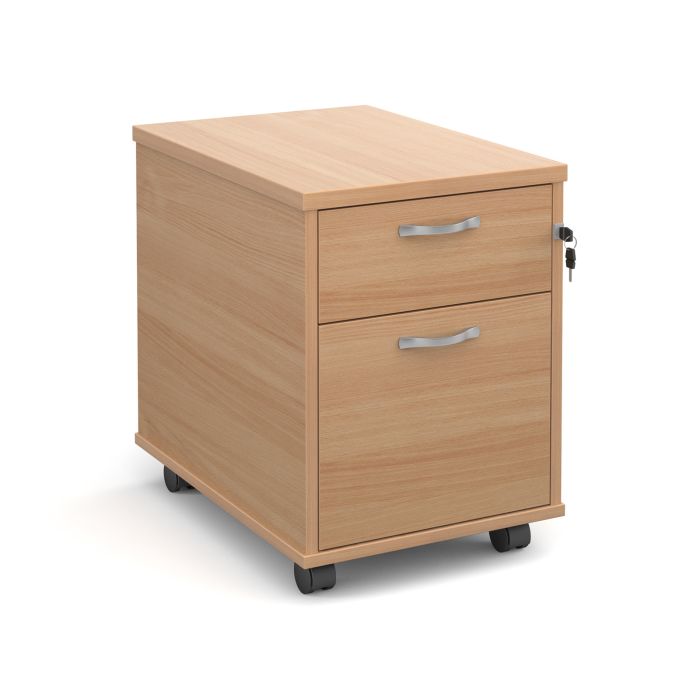 Mobile pedestal with silver handles-Beech