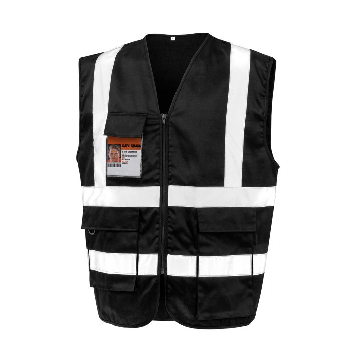 Heavy duty polycotton security vest - Black - S