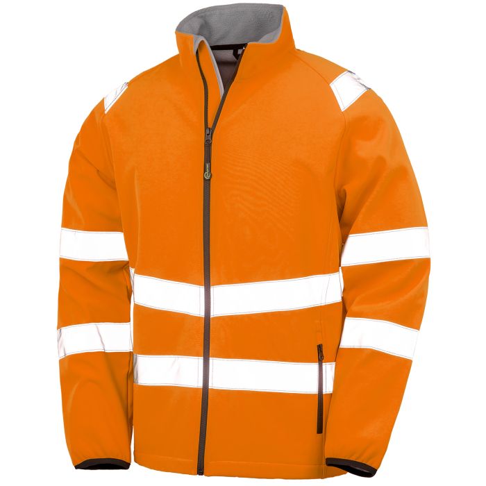 Recycled 2-layer printable safety softshell - Fluorescent Orange - S Recycled 2-layer printable safety softshell - Fluorescent Orange - S
