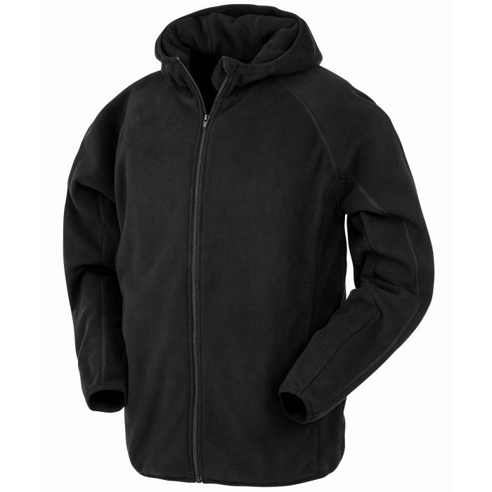 Recycled hooded microfleece jacket - Black - XS Recycled hooded microfleece jacket - Black - XS
