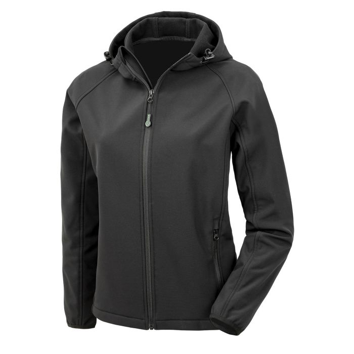 Women’s recycled 3-layer printable hooded softshell - Black - XS Women’s recycled 3-layer printable hooded softshell - Black - XS