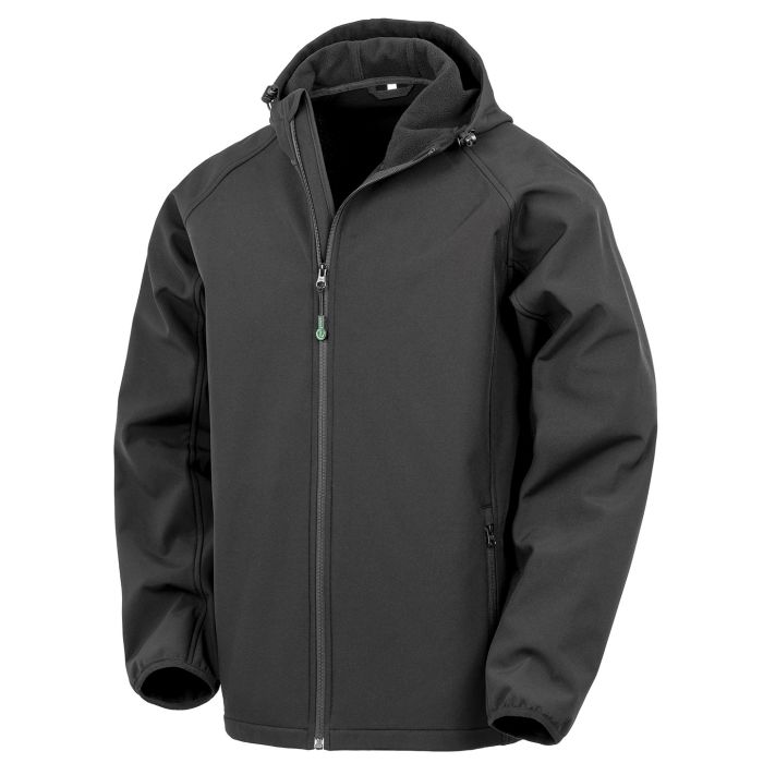 Recycled 3-layer printable hooded softshell - Black - S