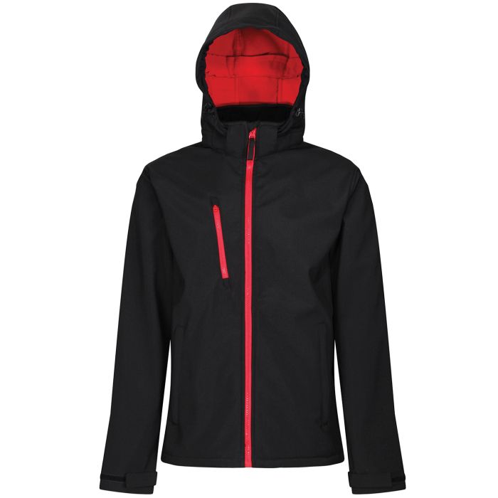 Venturer 3-layer hooded softshell jacket - Black/Red - M