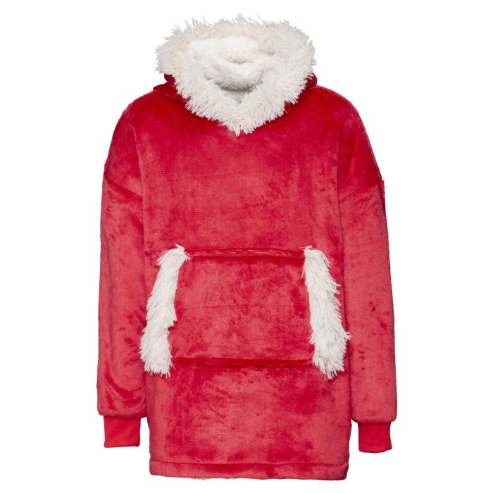 The Kids Ribbon oversized cosy reversible sherpa hoodie - Christmas Red - One size