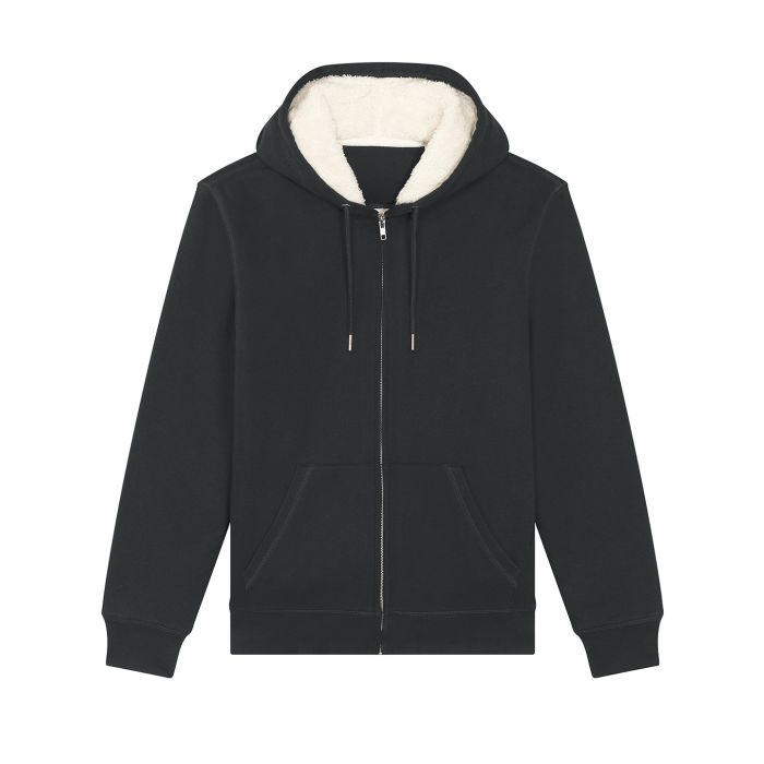 Unisex Hygger sherpa zip-through sweatshirt (STSU956) - Black - XXS