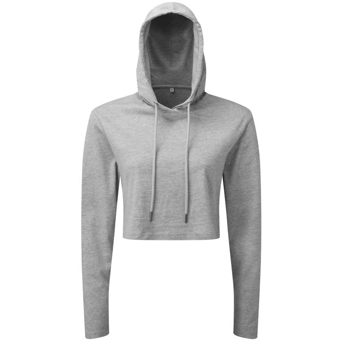 Women's TriDri® cropped hooded long sleeve t-shirt - Heather Grey - S