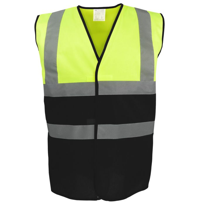 Hi-vis two-tone waistcoat (HVW122) - Hi-vis Yellow/Black - S Hi-vis two-tone waistcoat (HVW122) - Hi-vis Yellow/Black - S