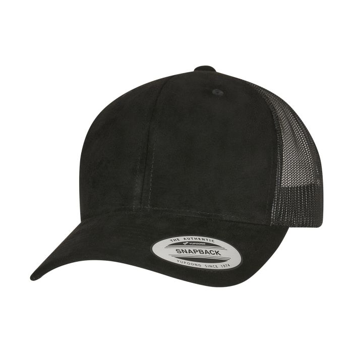 Imitation suede leather trucker cap (6606SU) - Black - One size