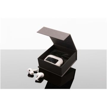 SCX.design E26 ANC earbuds with interactive touchscreen charging case