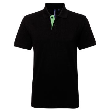 Men's classic fit contrast polo - Black/Lime - M