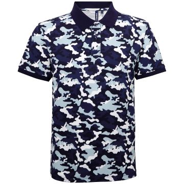Men's camo piqué polo - Camo Blue - S