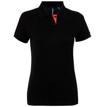Women's contrast polo - Black/Orange - S