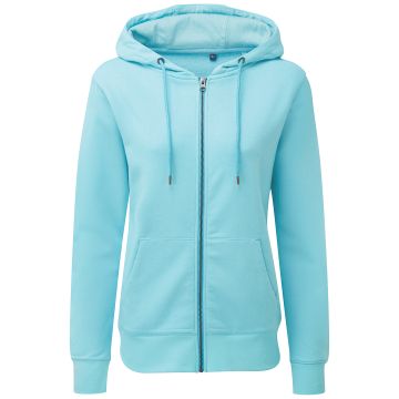 Women's zip-through organic hoodie - Bright Ocean - S