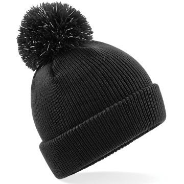 Junior reflective bobble beanie - Black - One size