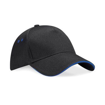 Ultimate 5-panel cap - sandwich peak - Black/Bright Royal - One size