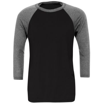 Unisex triblend ¾ sleeve baseball t-shirt - Black/Deep Heather - S