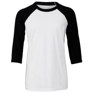 Youth ¾ sleeve baseball tee - White/Black - S