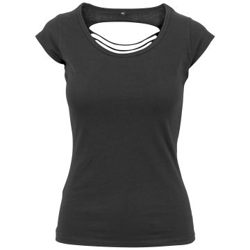 Women's back cut tee - Black - XS