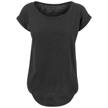 Women's long slub tee - Black - XS