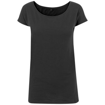 Women's wide neck tee - Black - XS