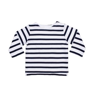 Baby Breton top - Organic White/Nautical Navy - 3/6 Months