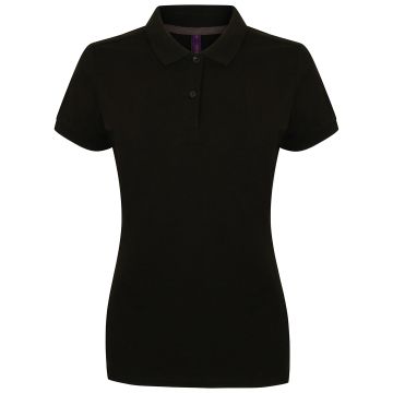 Women's micro-fine piqué polo shirt - Black - XXS