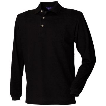 Long sleeve cotton polo shirt - Black - S