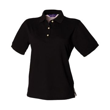 Women's classic cotton piqué polo shirt - Black - S