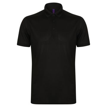 Stretch polo shirt with wicking finish (slim fit) - Black* - S